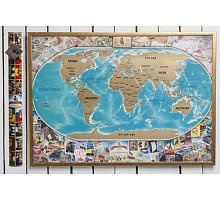 Фото Скретч карта світу My Vintage Map (рос. мова, рельєф)