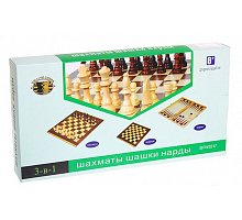 Фото Набір з трьох ігор (шахи, нарди, шашки). 24 х 24 см. W2408