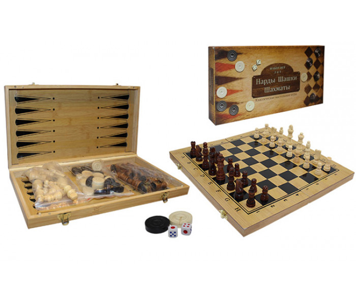 Набор из 3 игр (шахматы, нарды, шашки). 30 х 30 см. W3015