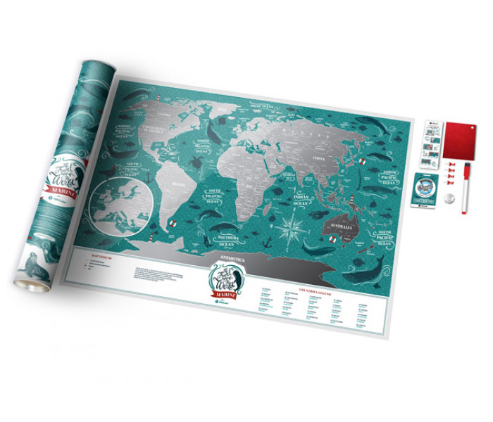 Скретч карта мира Travel Map Marine World (ENG) 1DEA.ME (4820191130203)