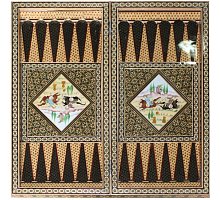 Фото Східні нарди Мозаїка хатам із об’ємним розписом (Іран) 50 x 50 см, TYPE-OK-F