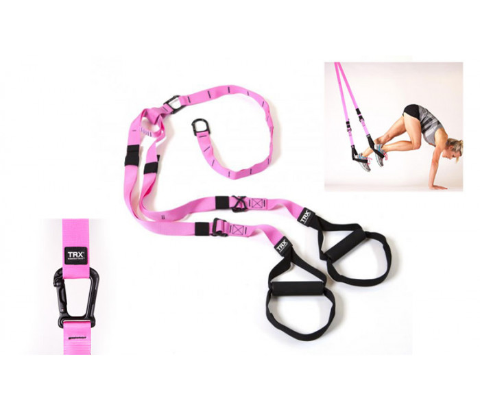 TRX Петлі підвісні тренувальні PRO PACK HOME PINK P3 FI-3726-P (функц.пет, сумка, рожевий)