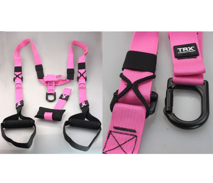 TRX Петлі підвісні тренувальні PRO PACK HOME PINK P3 FI-3726-P (функц.пет, сумка, рожевий)