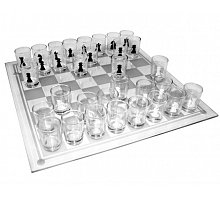 Фото П’яні шахи (з чарками) 25x25см, дошка скло