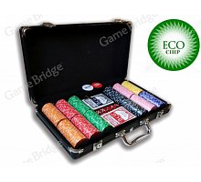 Фото Набір покеру на 300 керамічних фішок без номіналу ECO Strip-300. 8g-chips (фішки зі смужками)