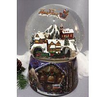 Фото Снігова куля "Санта та паровозик" музична, з обертанням (скляна, D 15 см)