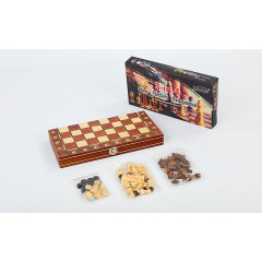Магнитные шахматы + нарды и шашки, деревянные, 24x24 см, W7701H