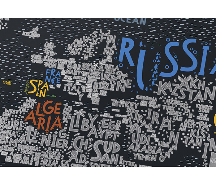 Скретч карта мира Travel Map LETTERS World (ENG) 1DEA.ME (4820191130425)