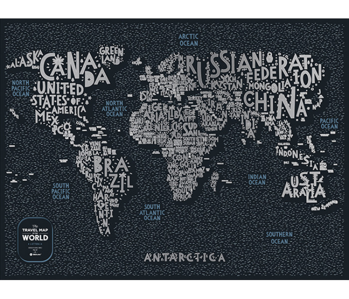 Скретч карта мира Travel Map LETTERS World (ENG) 1DEA.ME (4820191130425)