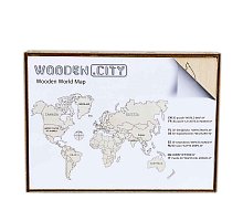 Фото Дерев’яний пазл 3D Карта світу XL (120x80 см)