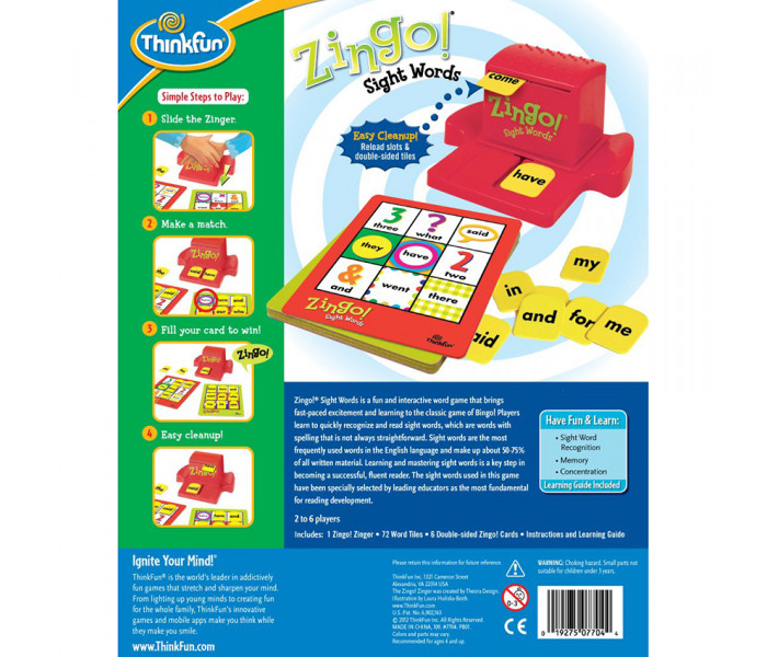 Зинго Слова - игра сортер, ThinkFun Zingo (на англ. языке). 7704
