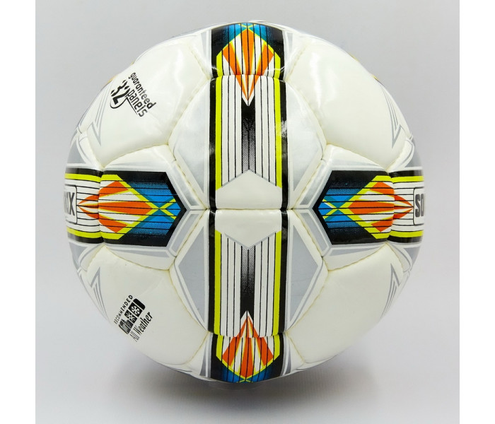 М’яч футбольний професійний №5 SOCCERMAX FIFA FB-0176 (PU, білий-сірий-жовтий)