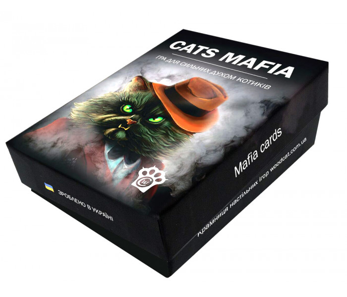 Игра Котомафия (CATS MAFIA) - карты мафия с котами (англ/укр). WoodCat (W0001)