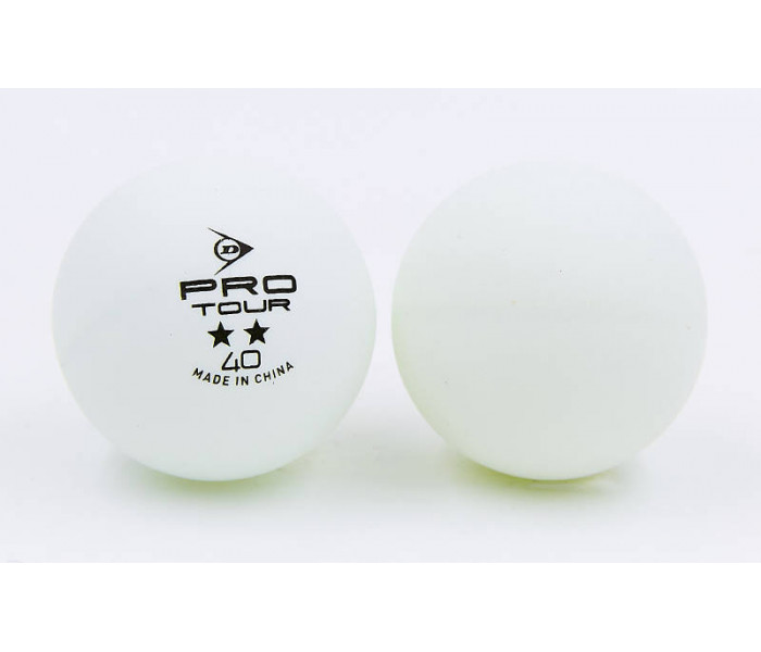 Набір м’ячів для настільного тенісу 3 штуки DUNLOP MT-679158 2star PRO TOUR (пластик, d-40мм, білий)