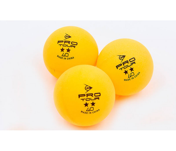 Набір м’ячів для настільного тенісу 3 штуки DUNLOP MT-679174 2star PRO TOUR (пластик, d-40мм, помаранчевий)