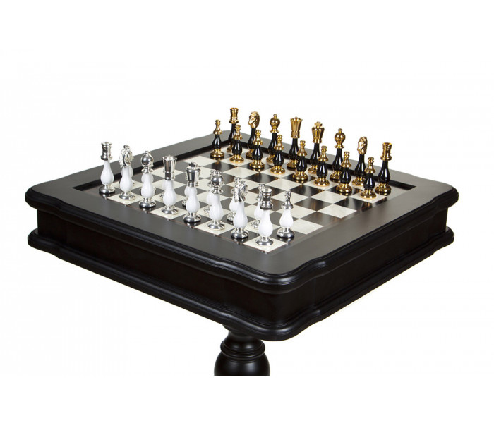 Шахматный стол Italfama Orientale, 58 x 58 см, фигуры латунь, позолота, серебро (154GSBN+TAV86BG-N)