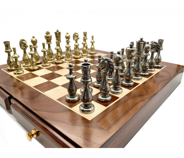 Шахматы Italfama Arabescato, 46 x 46 см, фигуры цинк, латунь, никель (81M+G448)