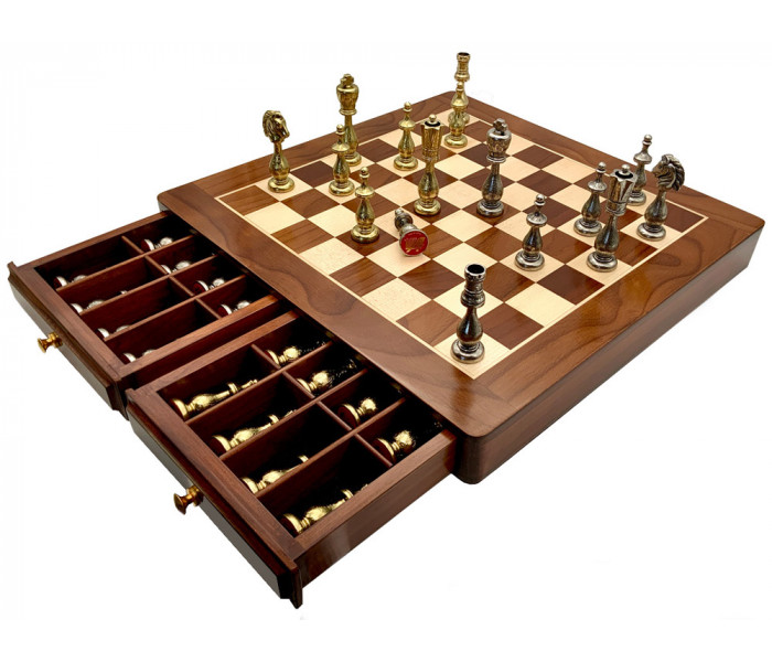 Шахматы Italfama Arabescato, 46 x 46 см, фигуры цинк, латунь, никель (81M+G448)