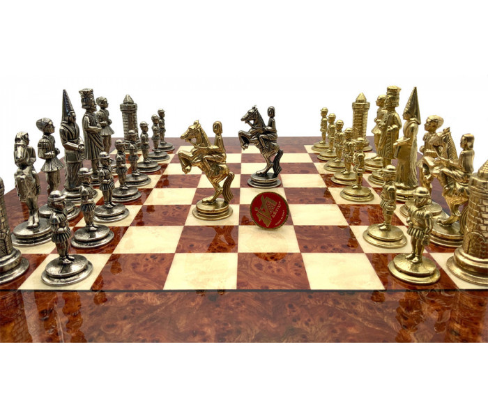 Шахматы Italfama Camelot Rosso, 42 x 42 см, фигуры цинк, латунь, никель (50M+721RL)