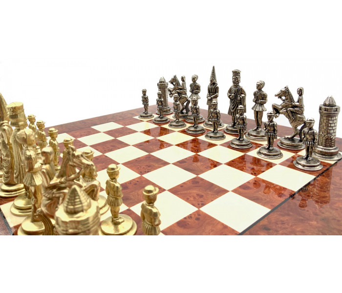 Шахматы Italfama Camelot Rosso, 42 x 42 см, фигуры цинк, латунь, никель (50M+721RL)