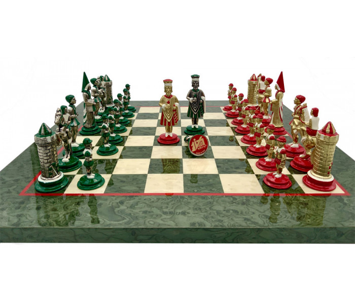Шахматы Italfama Camelot Verde, 42 x 42 см, фигуры цинк, латунь, никель (19-50+510R)