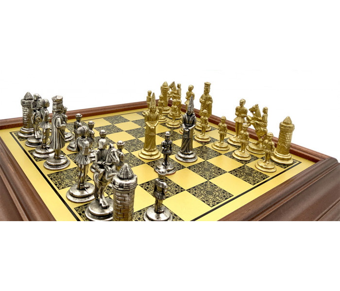 Шахматы Italfama Camelot, 35 x 35 см, фигуры цинк, латунь, никель (72M+250BW)