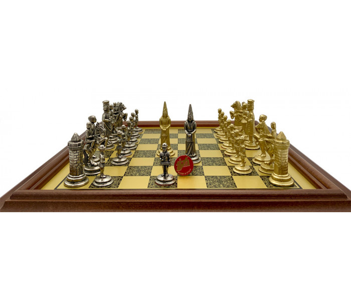 Шахматы Italfama Camelot, 35 x 35 см, фигуры цинк, латунь, никель (72M+250BW)
