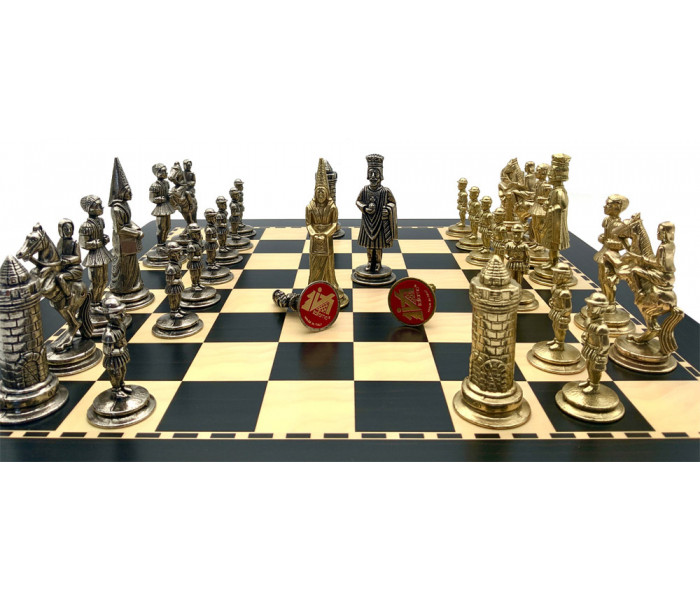 Шахматы Italfama Camelot, 40 х 40 см, фигуры цинк, латунь, никель (50M+G10240E)