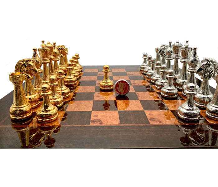 Шахматы Italfama Fiorito, 42 x 42 см, фигуры цинк, золото, серебро (82G+543R)