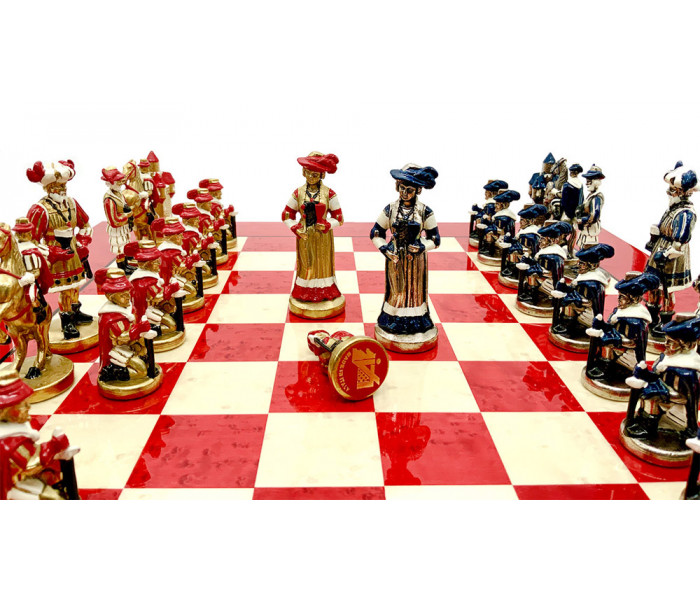 Шахматы Italfama Landsknecht Rosso, 42 x 42 см, фигуры цинк, латунь, никель (19-84+511R)