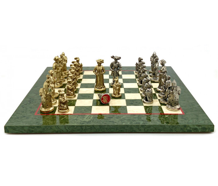 Шахматы Italfama Landsknecht Verde, 42 x 42 см, фигуры цинк, латунь, никель (84M+510R)