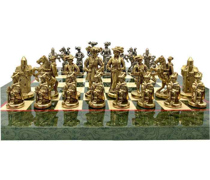 Шахматы Italfama Landsknecht Verde, 42 x 42 см, фигуры цинк, латунь, никель (84M+510R)