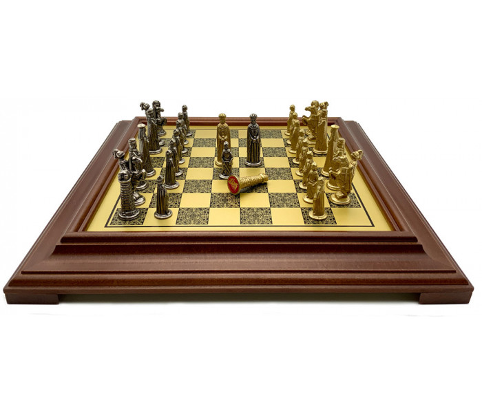 Шахматы Italfama Medioevale, 35 x 35 см, фигуры цинк, латунь, никель (71M+250BW)