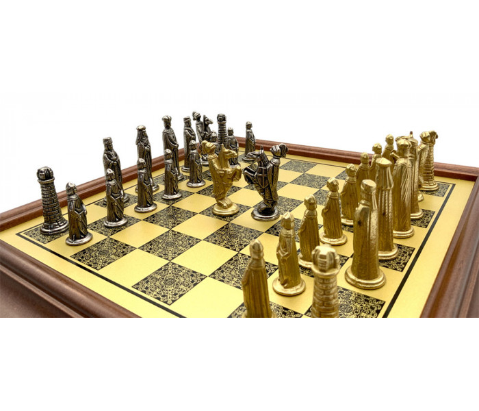 Шахматы Italfama Medioevale, 35 x 35 см, фигуры цинк, латунь, никель (71M+250BW)