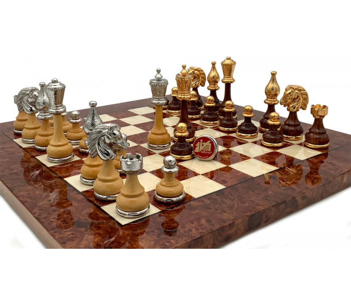 Шахматы Italfama Mignon Fiorito, 42 x 42 см, фигуры дерево, цинк, позолота, серебро (158G+721RL)