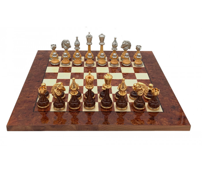 Шахматы Italfama Mignon Fiorito, 42 x 42 см, фигуры дерево, цинк, позолота, серебро (158G+721RL)