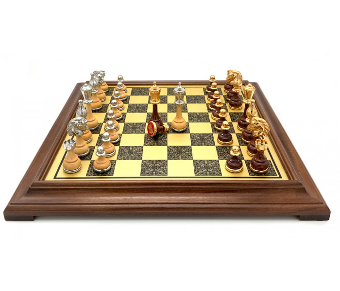 Шахматы Italfama Mignon Fiorito, 48 x 48 см, фигуры дерево, цинк, позолота, серебро (158G+252BW)