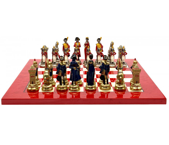 Шахматы Italfama Napoleone Rosso, 42 x 42 см, фигуры цинк, латунь, никель (19-57+511R)