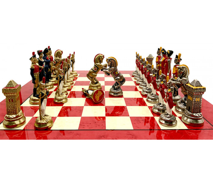 Шахматы Italfama Napoleone Rosso, 42 x 42 см, фигуры цинк, латунь, никель (19-57+511R)