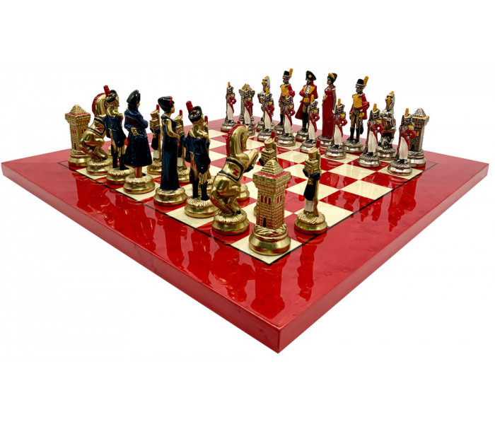 Шахматы Italfama Napoleone Rosso, 42 x 42 см, фигуры цинк, латунь, никель (19-57+511R)