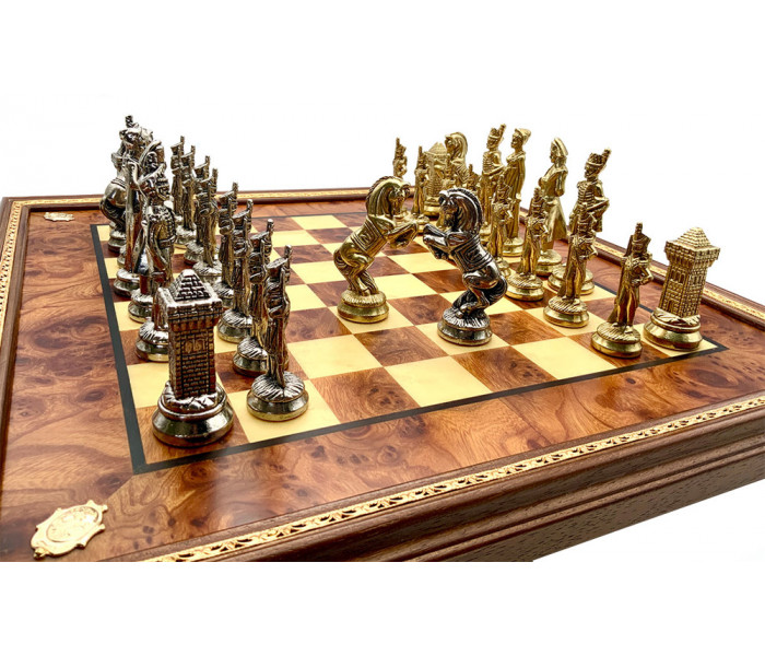 Шахматы Italfama Napoleone, 48 x 48 см, фигуры цинк, латунь, никель (57M+431RS)