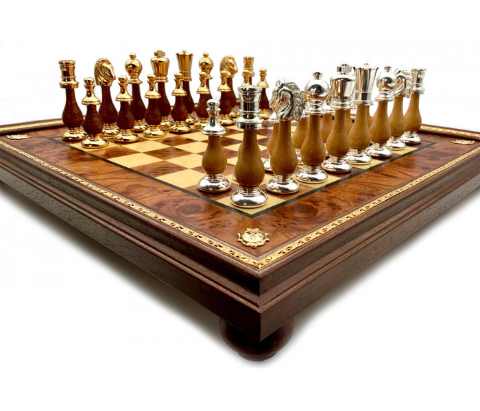 Шахматы Italfama Orientale Marrone, 48 x 48 см, фигуры цинк, золото, серебро (154GS+431RS)