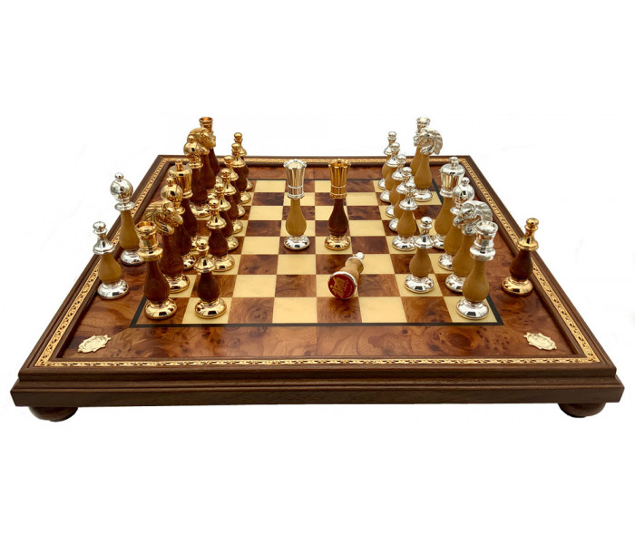 Шахматы Italfama Orientale Marrone, 48 x 48 см, фигуры цинк, золото, серебро (154GS+431RS)