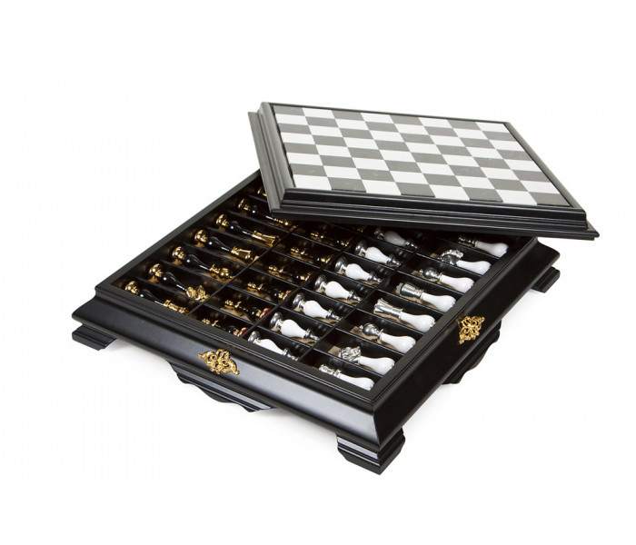 Шахматы Italfama Orientale, 47 x 47 см, фигуры дерево, цинк, позолота, серебро (154GSBN+CUPP77N)