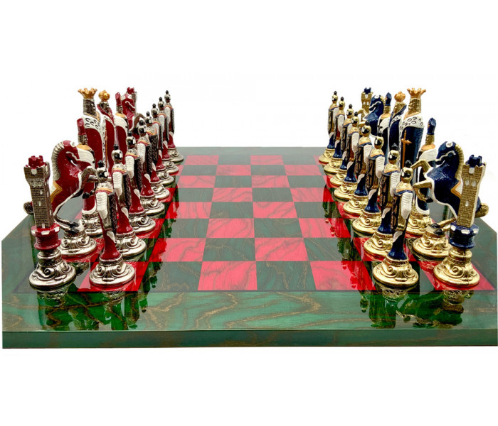 Шахматы Italfama Rinascimento Fiorentino Verde, 51 x 51 см, фигуры цинк, латунь, никель (19-48+516R)
