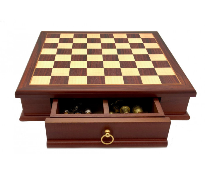 Шахматы Italfama Staunton Marrone, 32 х 32 см, фигуры цинк, золото, серебро (70G+333W)