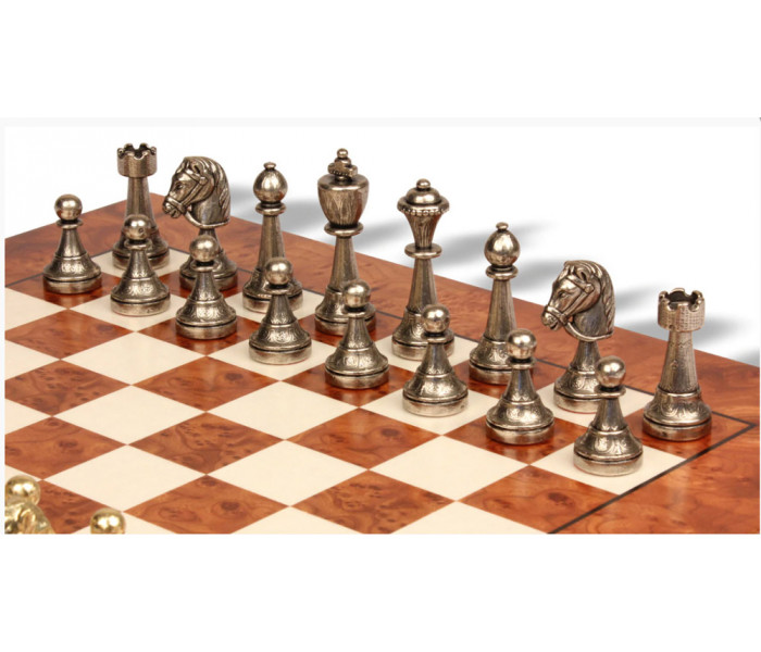 Шахматы Italfama Staunton Marrone, 42 x 42 см, фигуры цинк, латунь, никель (70M+721R)