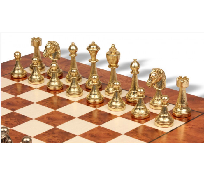 Шахматы Italfama Staunton Marrone, 42 x 42 см, фигуры цинк, латунь, никель (70M+721R)