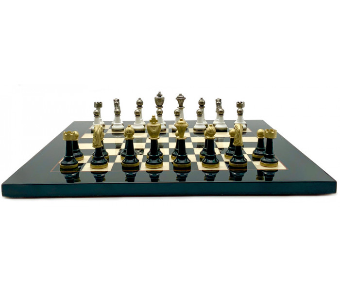 Шахи Italfama Staunton Nero, 42 x 42 см, фігури дерево, цинк, латунь, нікель (141BN+530R)
