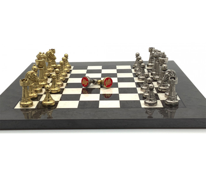 Шахматы Italfama Staunton Nero, 42 x 42 см, фигуры цинк, латунь, никель (70M+513R)